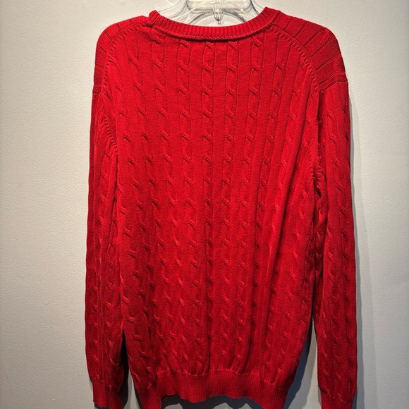 Club Room Men's Cable Knit Crewneck Sweater Red Pima Cotton SzXXL Preppy - Picture 2 of 7